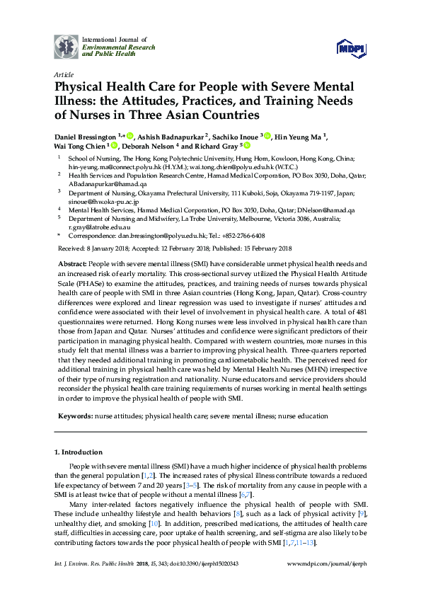 (PDF) Physical Health Care for People with Severe Mental Illness: the ...