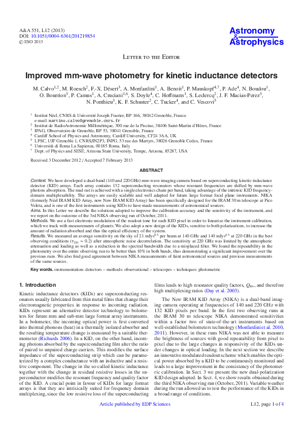 (PDF) Improved mm-wave photometry for kinetic inductance detectors