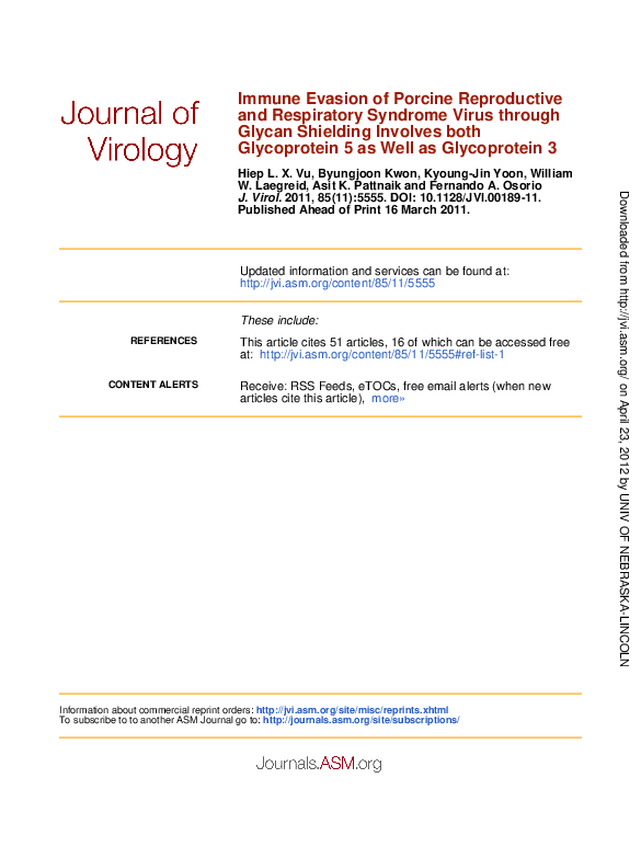 (PDF) Immune Evasion of Porcine Reproductive and Respiratory Syndrome ...