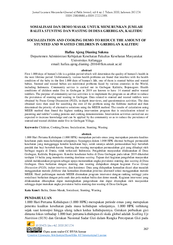 (PDF) Sosialisasi Dan Demo Masak Untuk Menurunkan Jumlah Balita ...