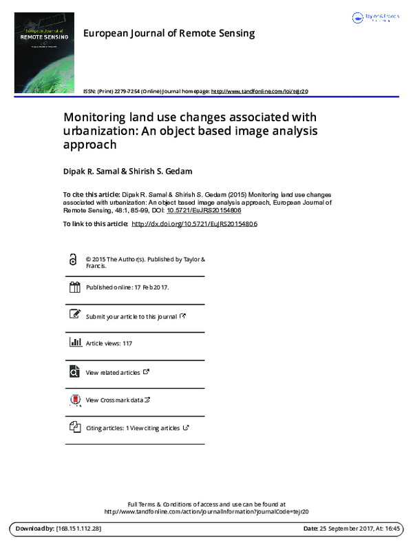 PDF Monitoring Land Use Changes Associated With Urbanization An 
