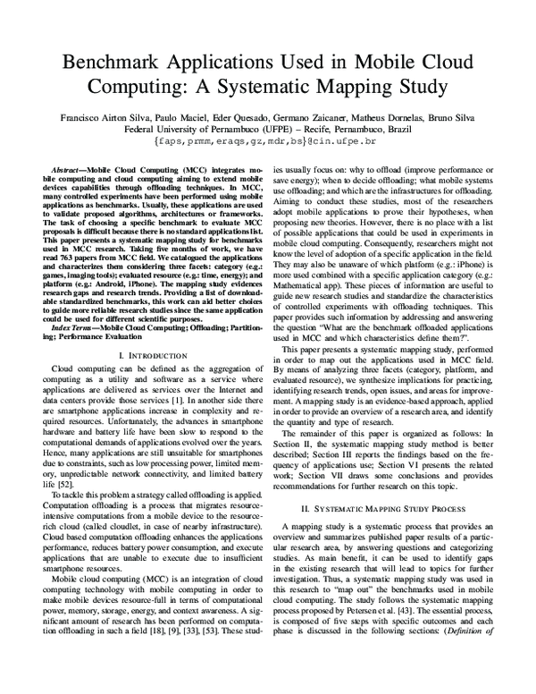 (PDF) Benchmark applications used in mobile cloud computing research: a ...