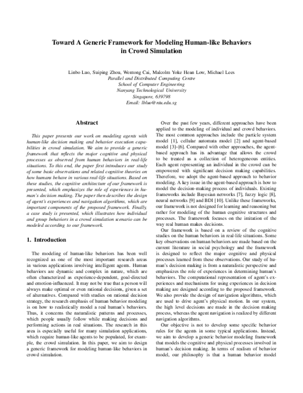 (PDF) Toward a Generic Framework for Modeling Human Behaviors in Crowd ...