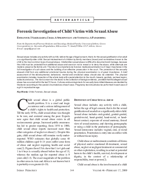 (PDF) Forensic investigation of child victim with sexual abuse