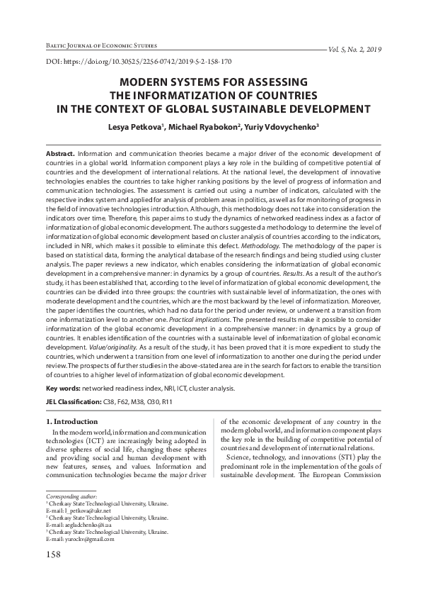 (PDF) Modern Systems for Assessing the Informatization of Countries in ...
