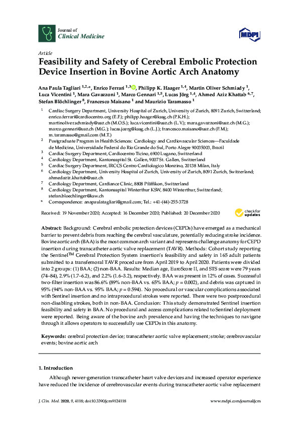(PDF) Feasibility and Safety of Cerebral Embolic Protection Device ...