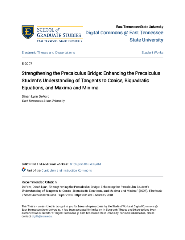 (PDF) Strengthening the precalculus bridge: Enhancing the precalculus ...