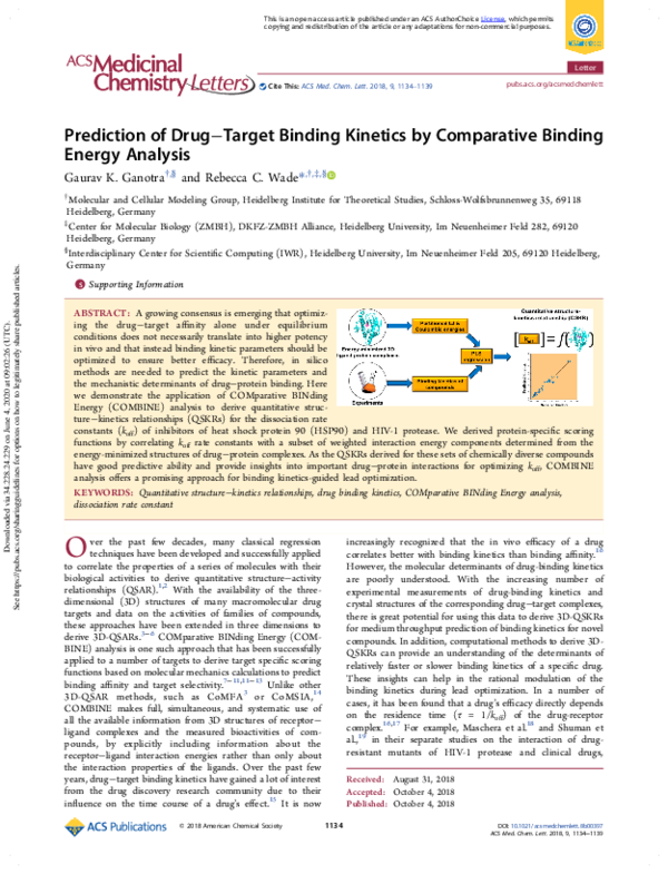 (PDF) Prediction of Drug–Target Binding Kinetics by Comparative Binding ...