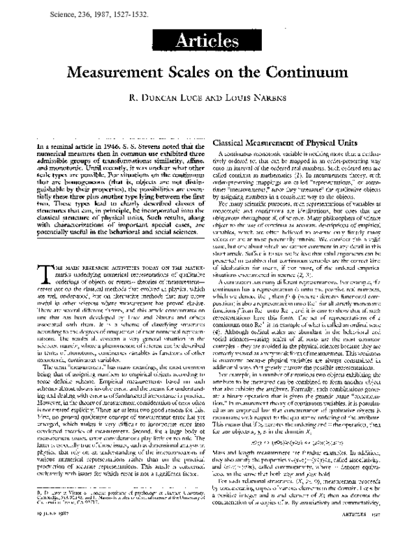 (PDF) Measurement Scales on the Continuum