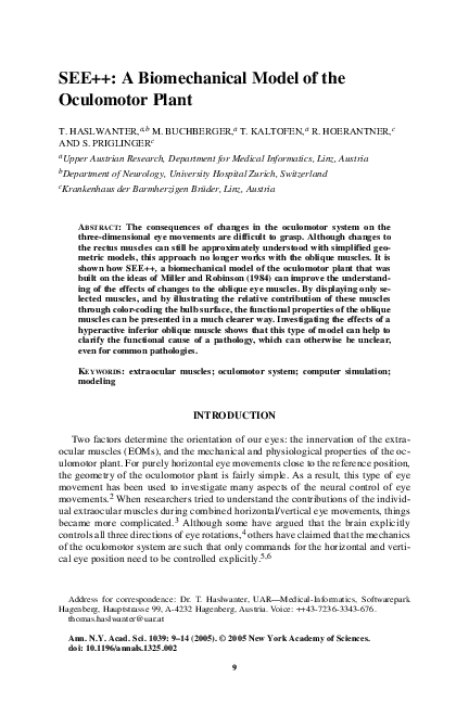 (PDF) SEE++: A Biomechanical Model of the Oculomotor Plant