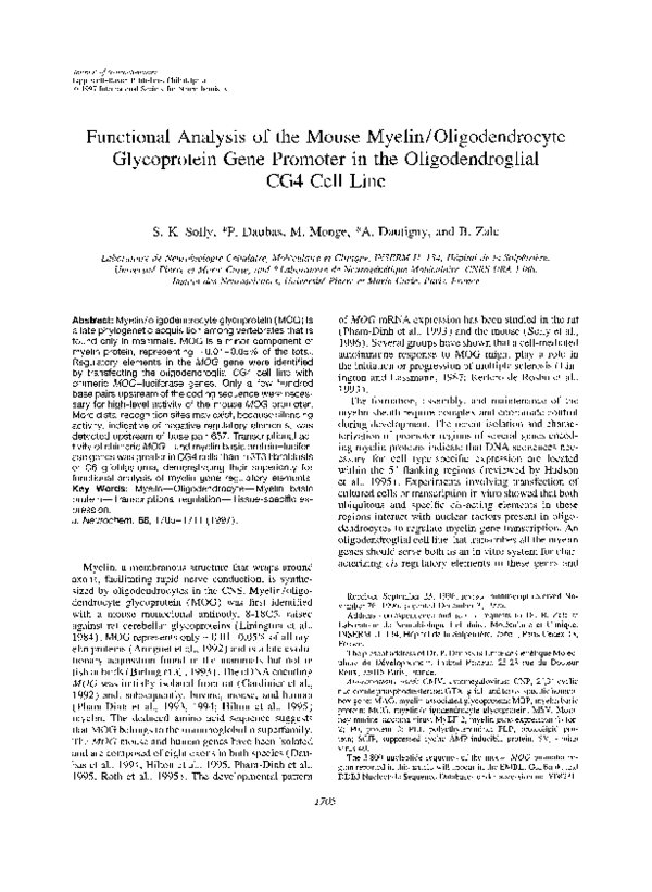 (PDF) Functional Analysis of the Mouse Myelin/Oligodendrocyte ...