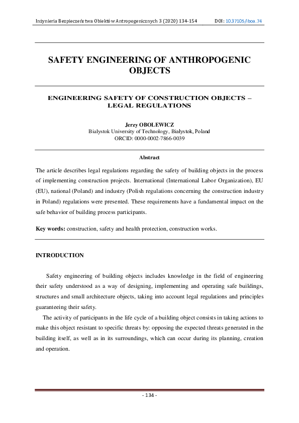 (PDF) Engineering Safety of Construction Objects - Legal Regulations