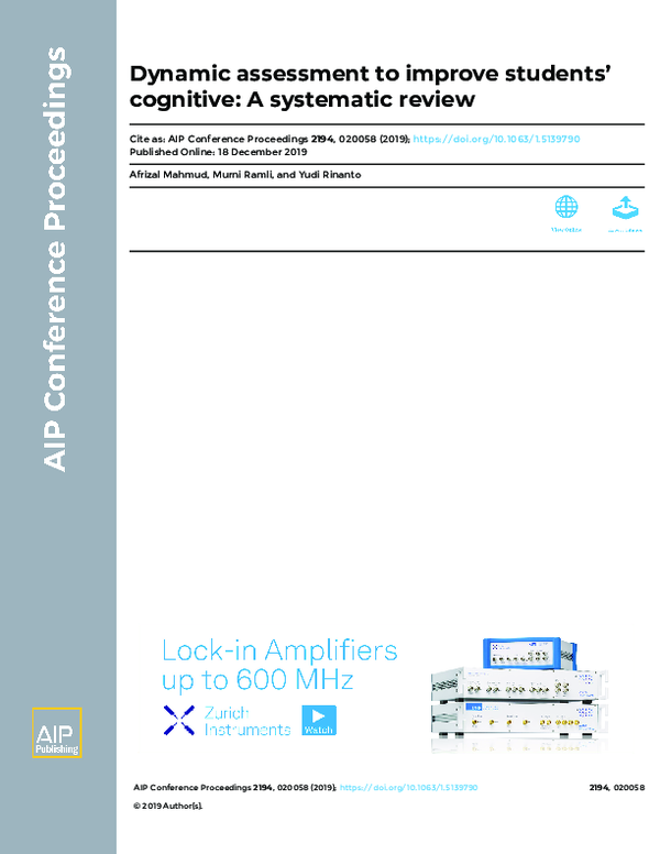 (PDF) Dynamic assessment to improve students’ cognitive: A systematic ...