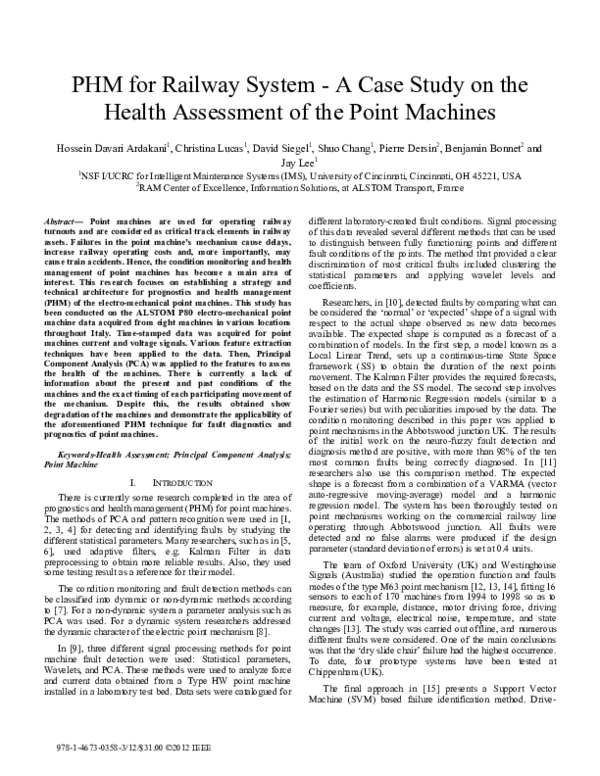 (PDF) PHM for railway system — A case study on the health assessment of