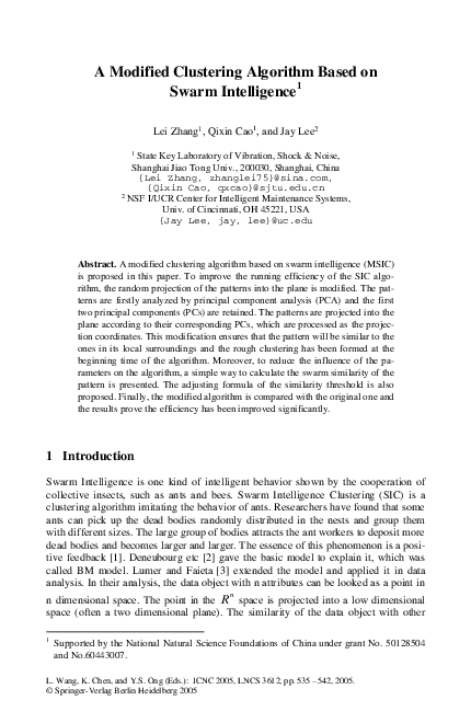 (PDF) A Modified Clustering Algorithm Based on Swarm Intelligence