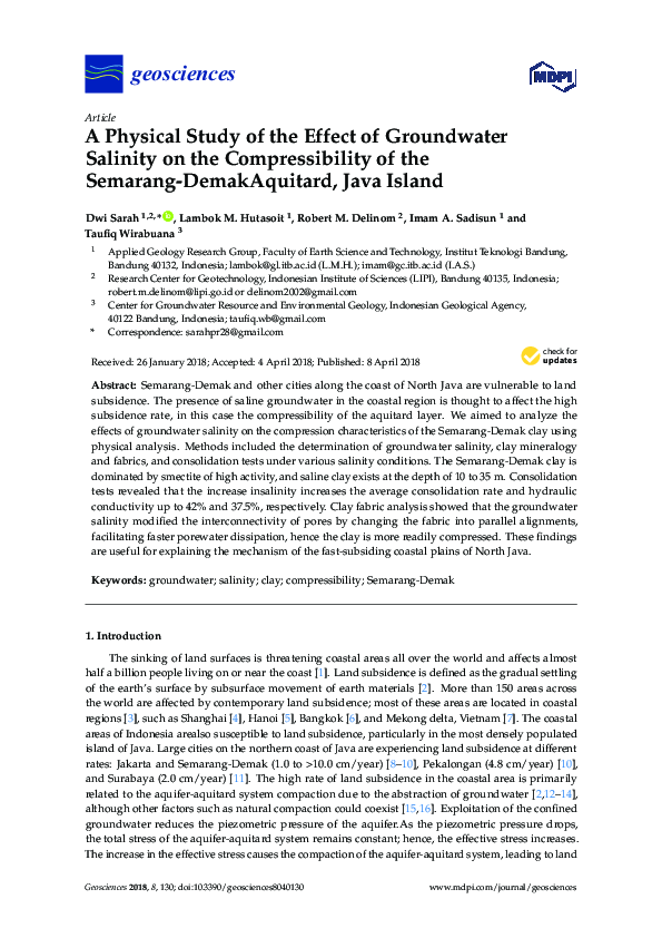 (PDF) A Physical Study of the Effect of Groundwater Salinity on the ...