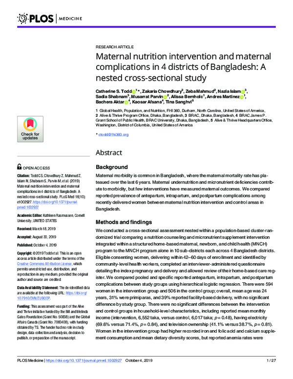 (PDF) Maternal nutrition intervention and maternal complications in 4