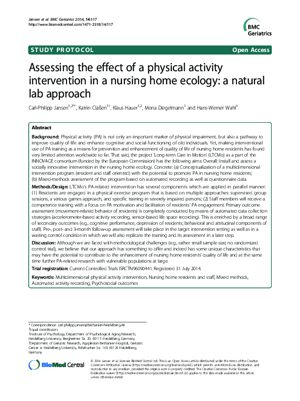 (PDF) Assessing the effect of a physical activity intervention in a ...