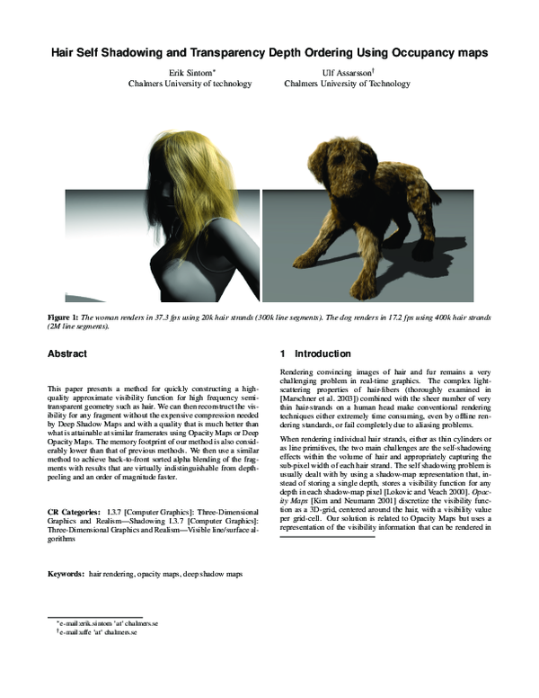 (PDF) Hair self shadowing and transparency depth ordering using ...