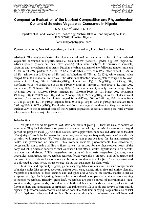 (PDF) Comparative Evaluation of the Nutrient Composition and ...