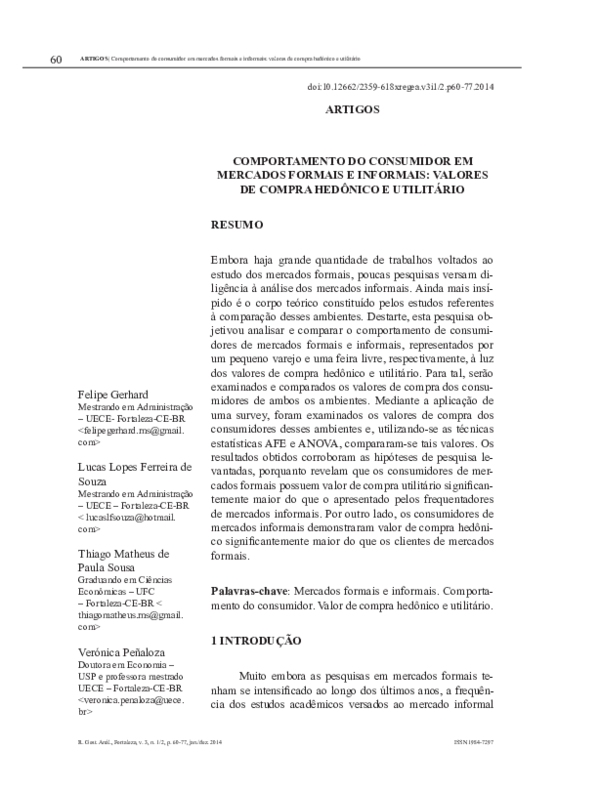 (PDF) Comportamento Do Consumidor Em Mercados Formais e Informais ...