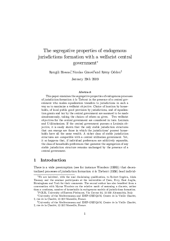 (PDF) The segregative properties of endogenous jurisdictions formation ...