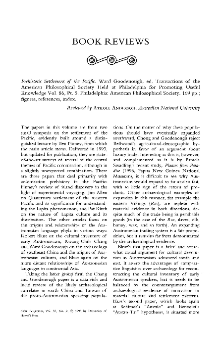 (PDF) Review of Prehistoric Settlement of the Pacific, by Ward ...