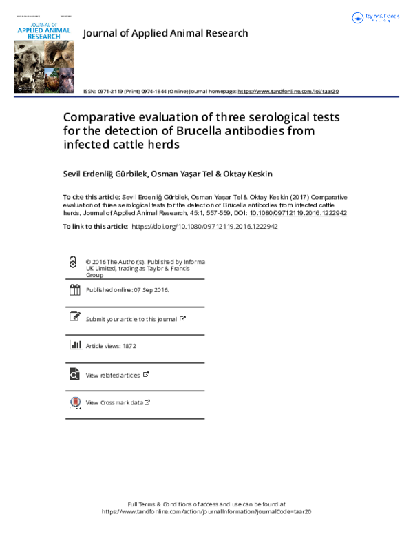 (PDF) Comparative evaluation of three serological tests for the ...