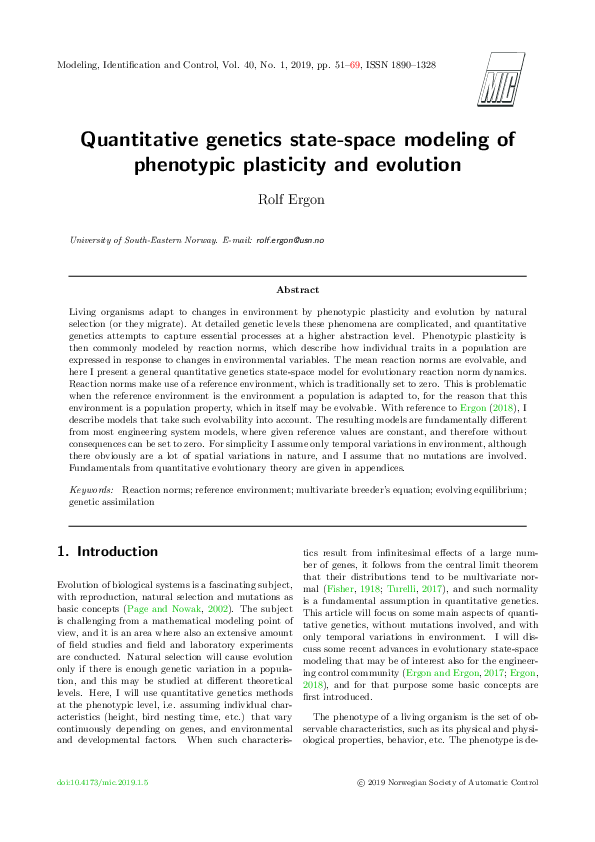 (PDF) Quantitative genetics state-space modeling of phenotypic ...