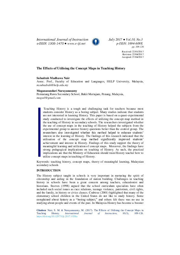 (PDF) The Effects of Utilising the Concept Maps in Teaching History