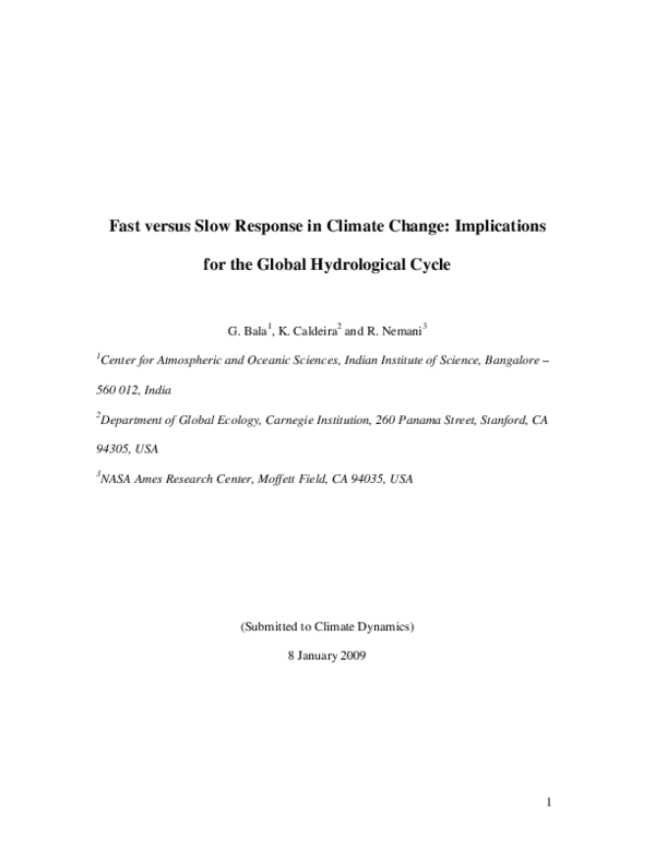 (PDF) Fast versus slow response in climate change: implications for the ...