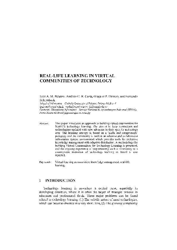 (PDF) Real-Life Learning in Virtual Communities of Technology