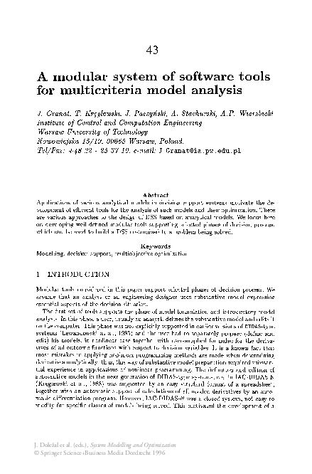 (PDF) A modular system of software tools for multicriteria model analysis