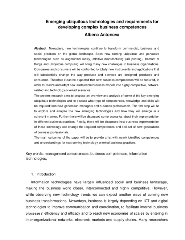 (PDF) Emerging ubiquitous technologies and requirements for developing ...