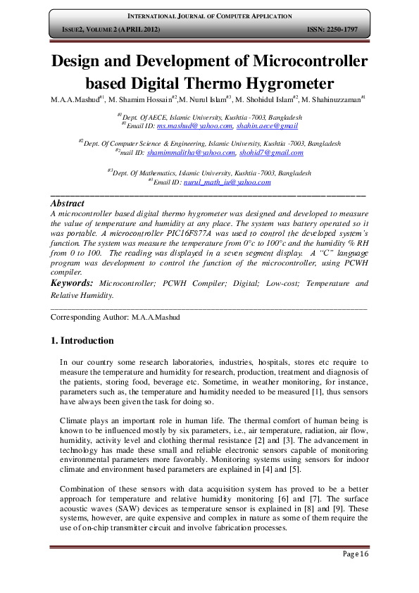 (PDF) Design and Development of Microcontroller based Digital Thermo ...
