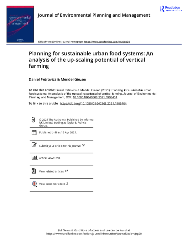 (PDF) Planning for sustainable urban food systems: An analysis of the ...