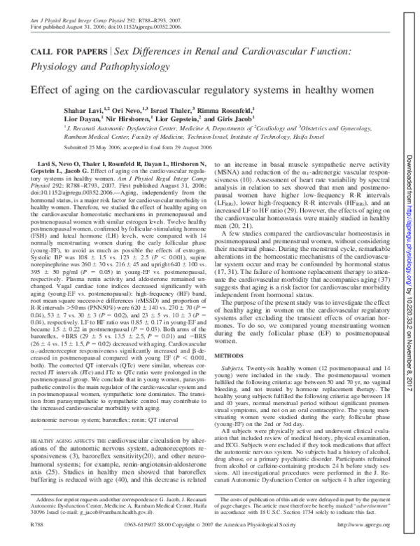 (PDF) Effect of aging on the cardiovascular regulatory systems in ...