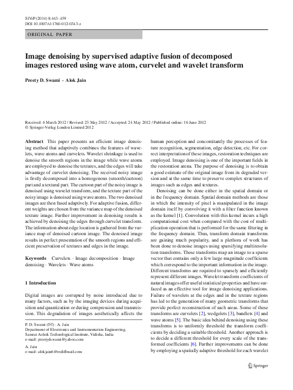 (PDF) Segmentation Based Combined Wavelet-Curvelet Approach for Image ...