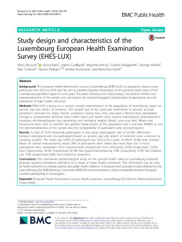 (PDF) Study design and characteristics of the Luxembourg European ...