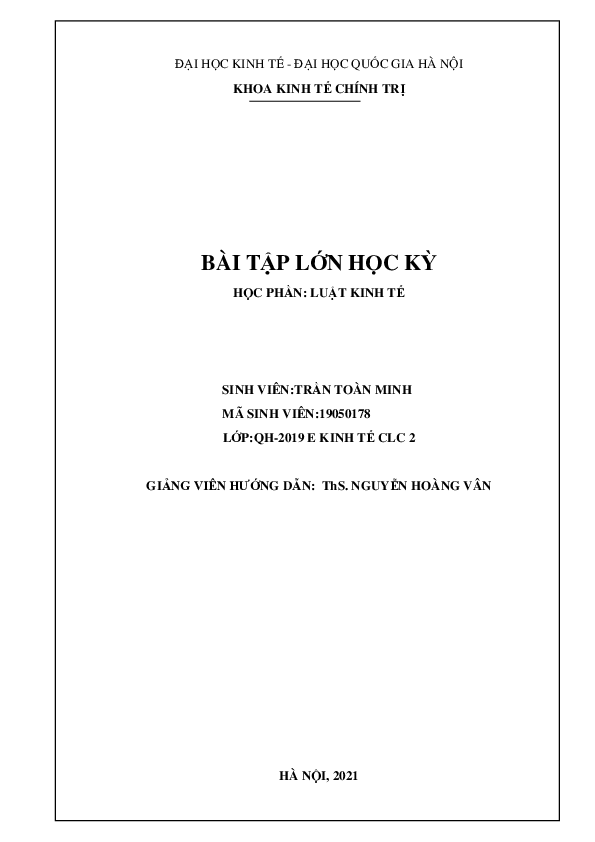 First page of “BTL Luật Kinh Tế - Kinh Tế”