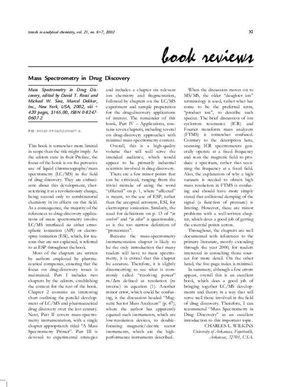 (PDF) Mass Spectrometry in Drug Discovery