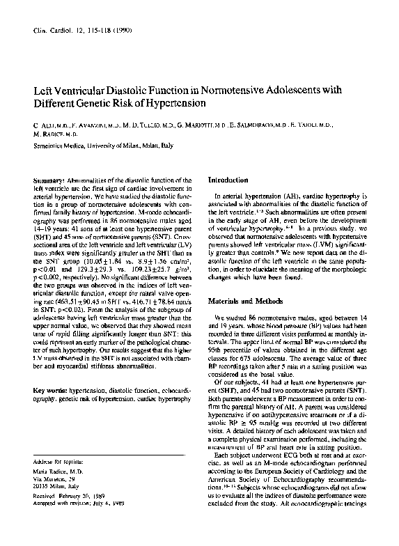 (PDF) Left ventricular diastolic function in normotensive adolescents ...