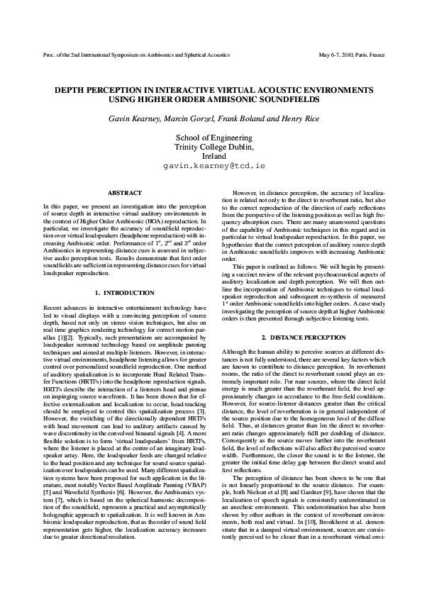 (PDF) Depth perception in interactive virual acoustic environments ...