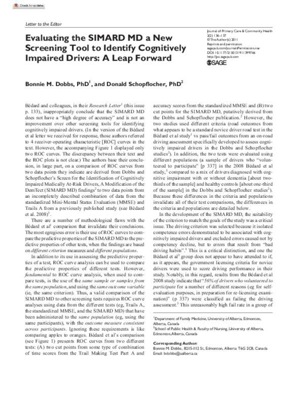 (PDF) Evaluating the SIMARD MD a New Screening Tool to Identify ...