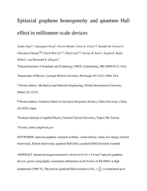 (PDF) Epitaxial graphene homogeneity and quantum Hall effect in ...