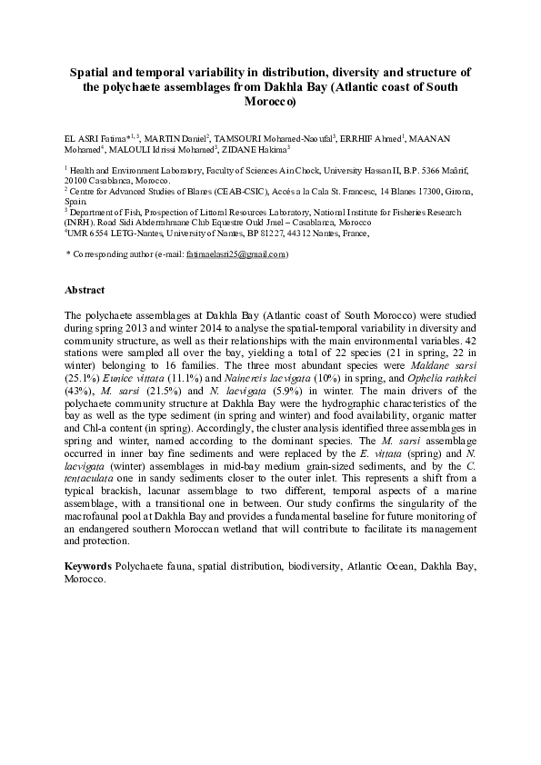 (PDF) Spatial and temporal variability in the distribution of algae and ...