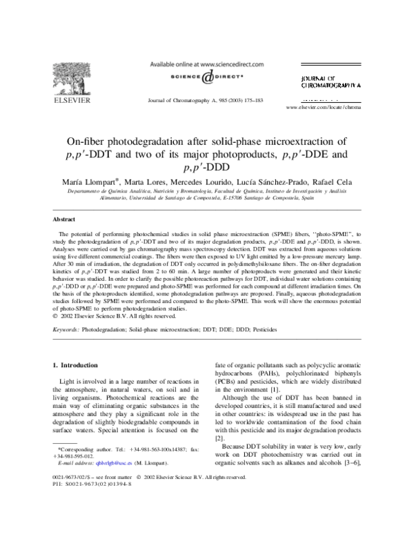 (PDF) On-fiber photodegradation after solid-phase microextraction ofp,p ...