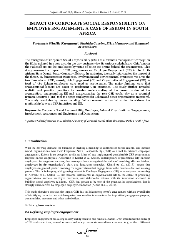(PDF) The Impact of Corporate Social Responsibility on Employees
