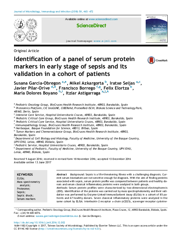 (PDF) Identification of a panel of serum protein markers in early stage ...