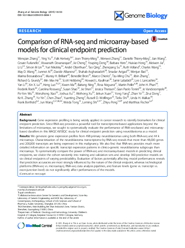 (PDF) RNA-seq vs Microarray for Clinical Prediction